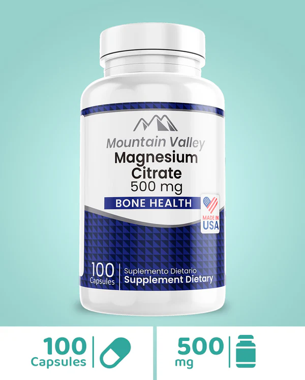 CITRATO DE MAGNESIO  X 100 CAP 500 MG MOUNTAIN VALLEY