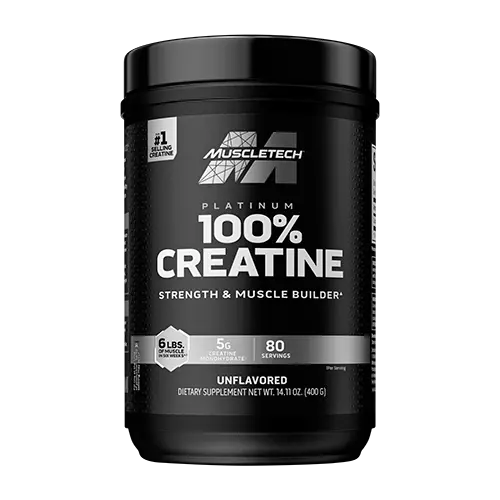 CREATINA MONOHIDRARO PLATINIUM 400 GRAMOS 5 GRAMOS EL SERVICIO 80 SAEVICIOS MUSCLETECH